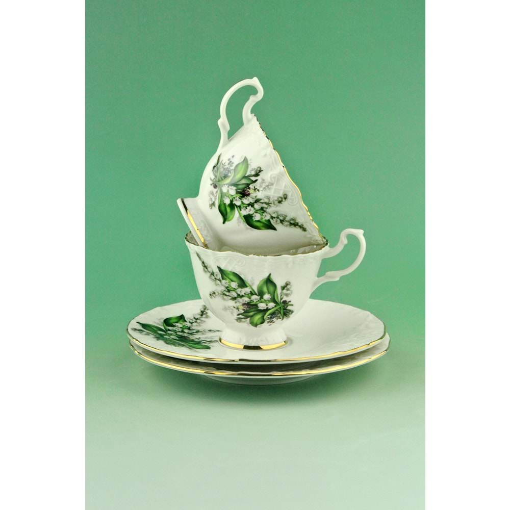 Yeşil çiçek 2 kişilik kahve fincan takımı