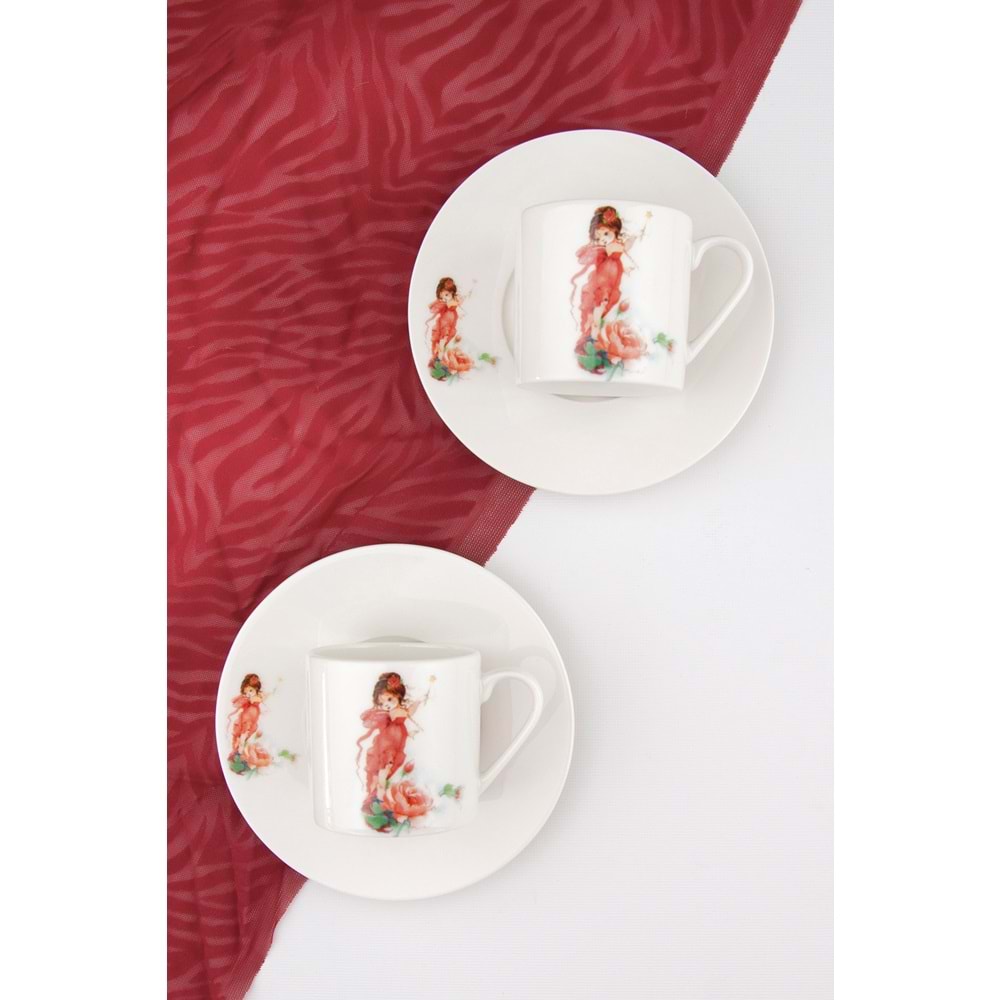 Fairy red iki kişilik kahve fincan takımı