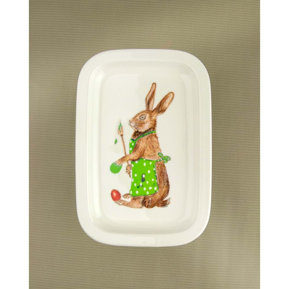 Green bunny kapaklı porselen tereyağlık