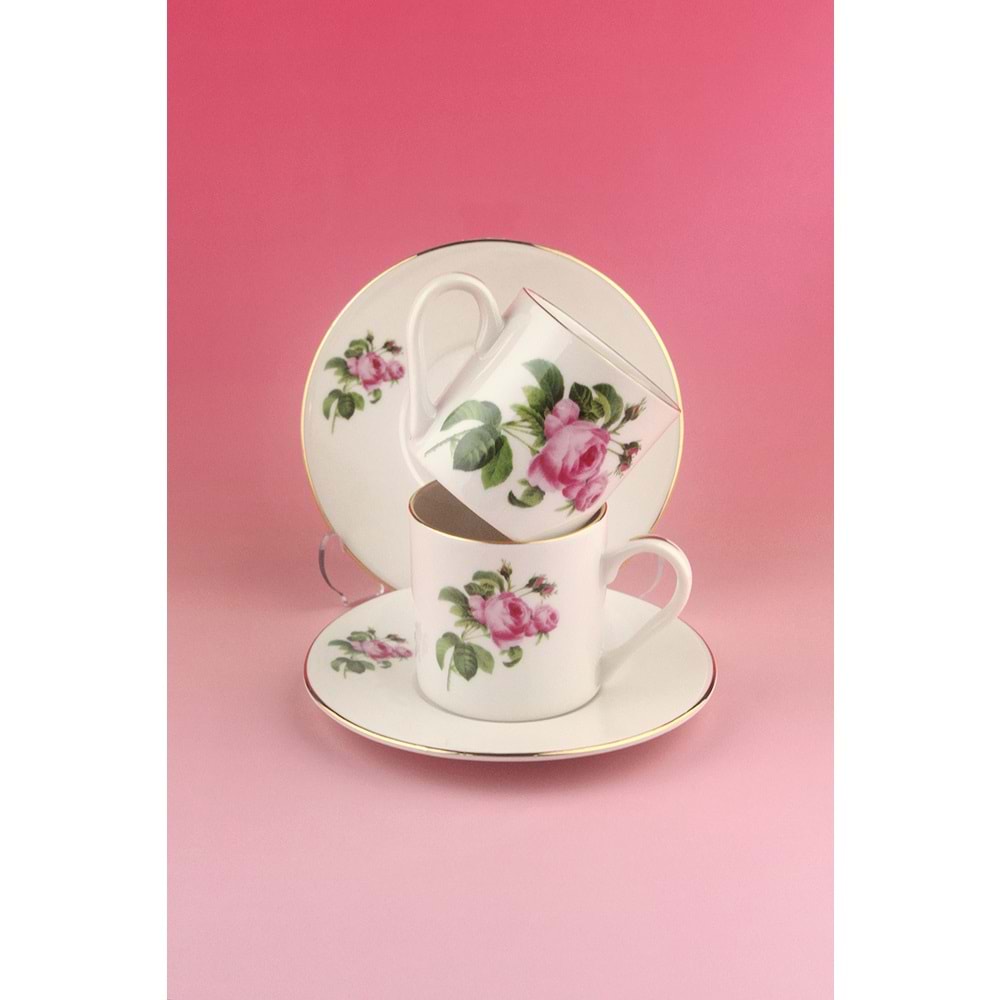 Pink rose gold 2 kişilik kahve fincan takımı