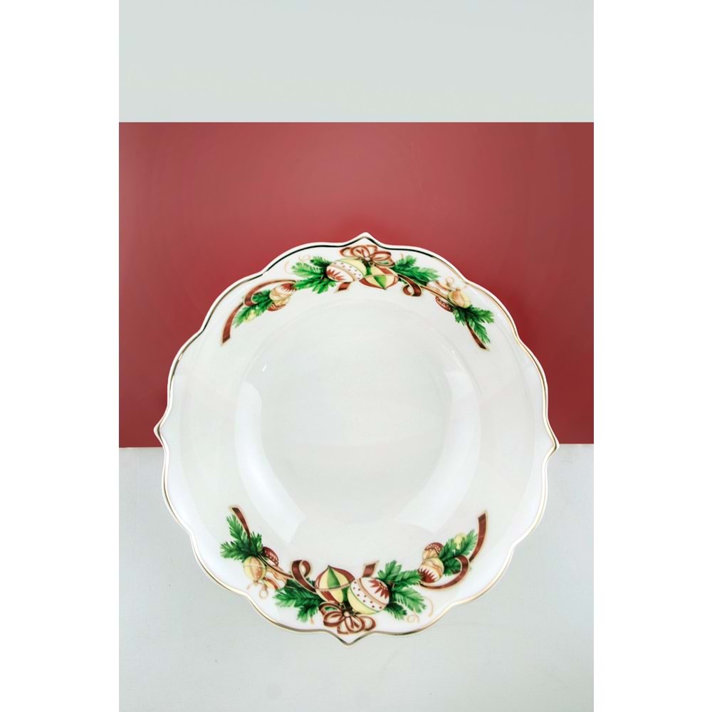 Christmas shine altın yaldızlı porselen salata kasesi