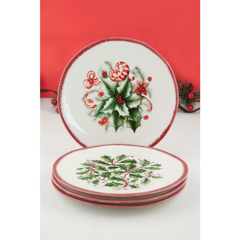 Winterberry 4 parça porselen pasta tabağı