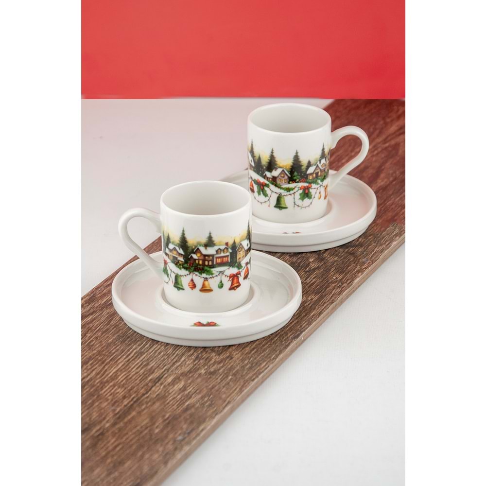 Winterbliss iki kişilik porselen kahve fincan takımı