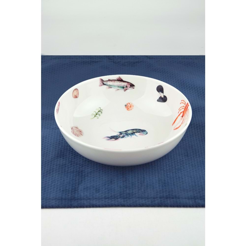 Fish büyük boy porselen salata kasesi