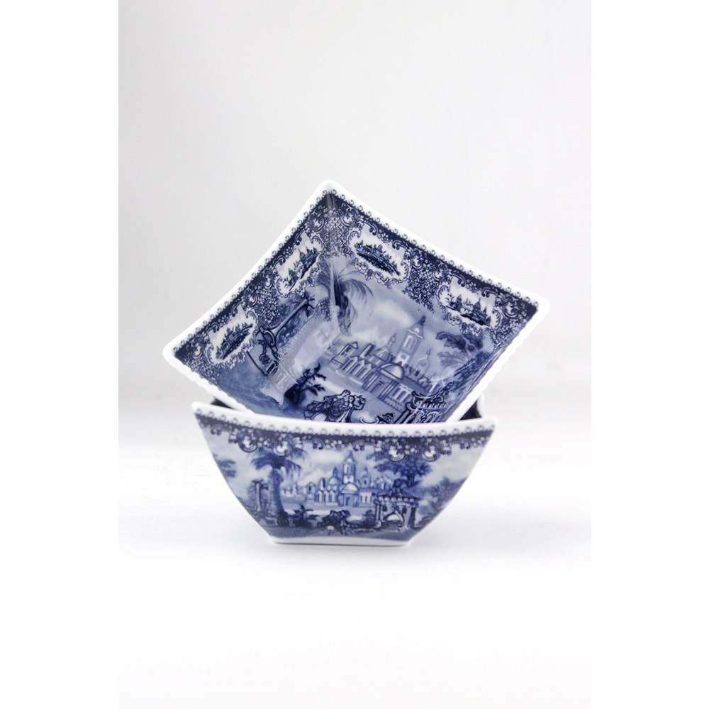 Special blue kare porselen ikili kase