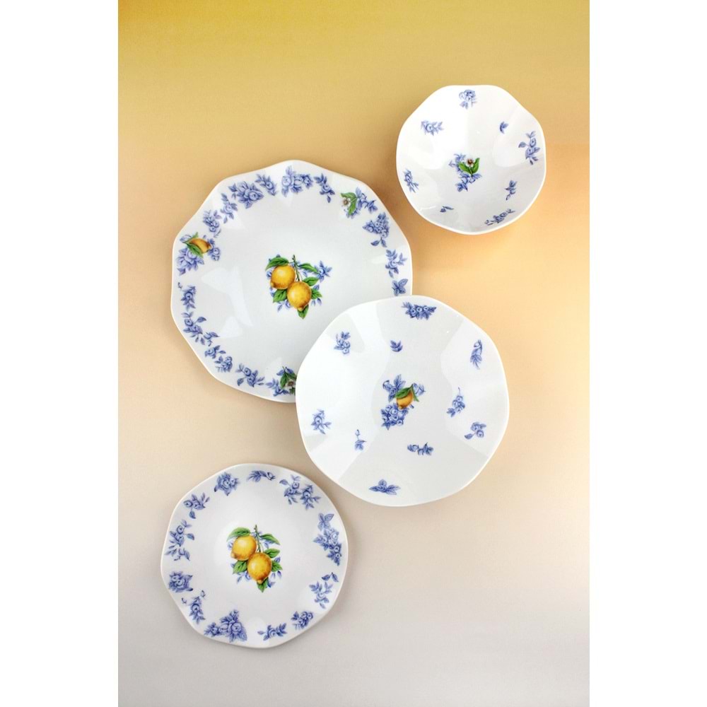 Lemon & blue blanc new bone 2 kişilik 8 parça yemek takımı