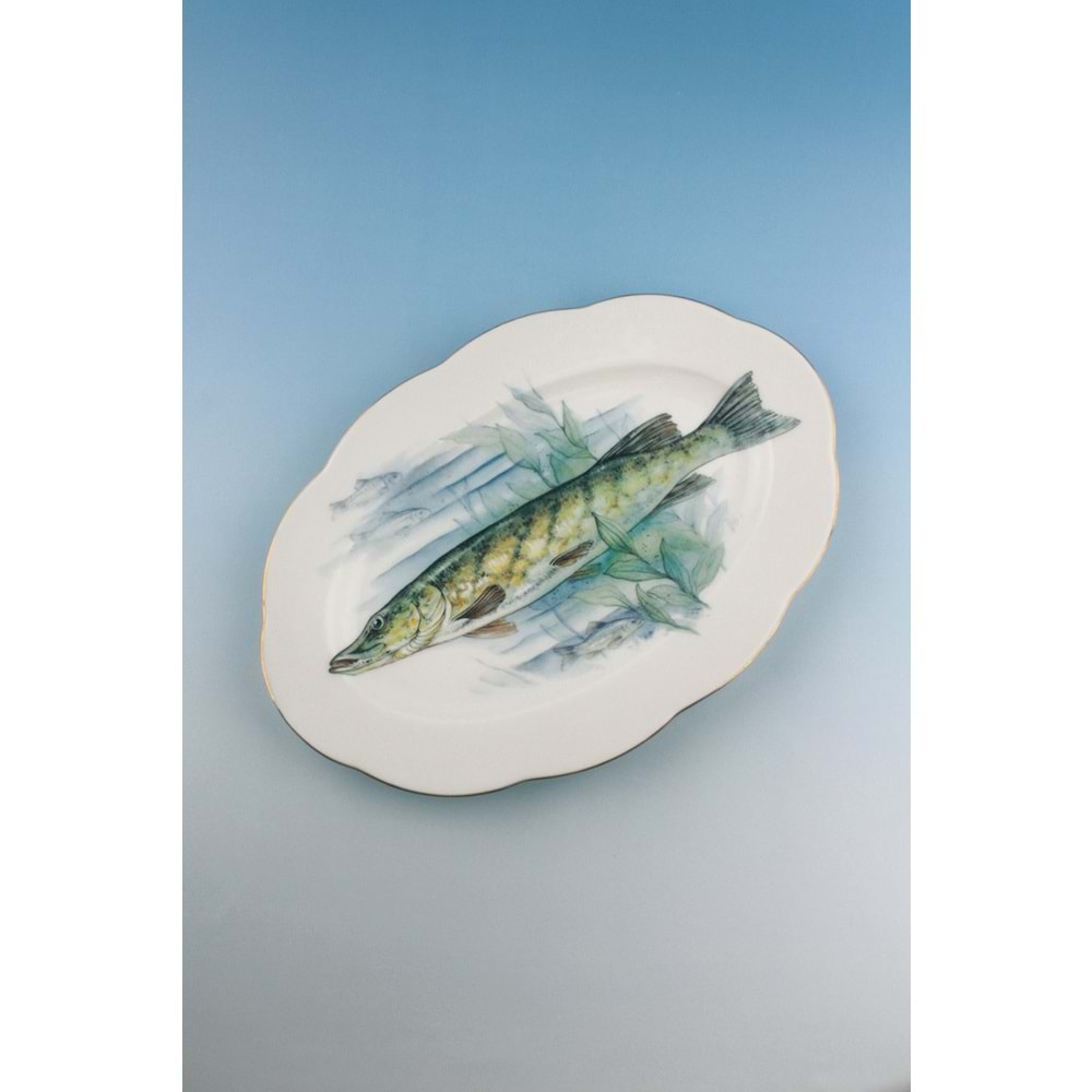 Fish altın yaldızlı porselen kayık tabak