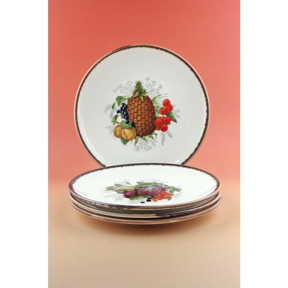 Retro fruits 4 parça porselen servis tabağı