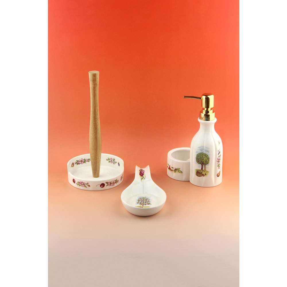 Pear & tree 3 lü mutfak seti ( kaşıklık, kağıt havluluk, deterjanlık )