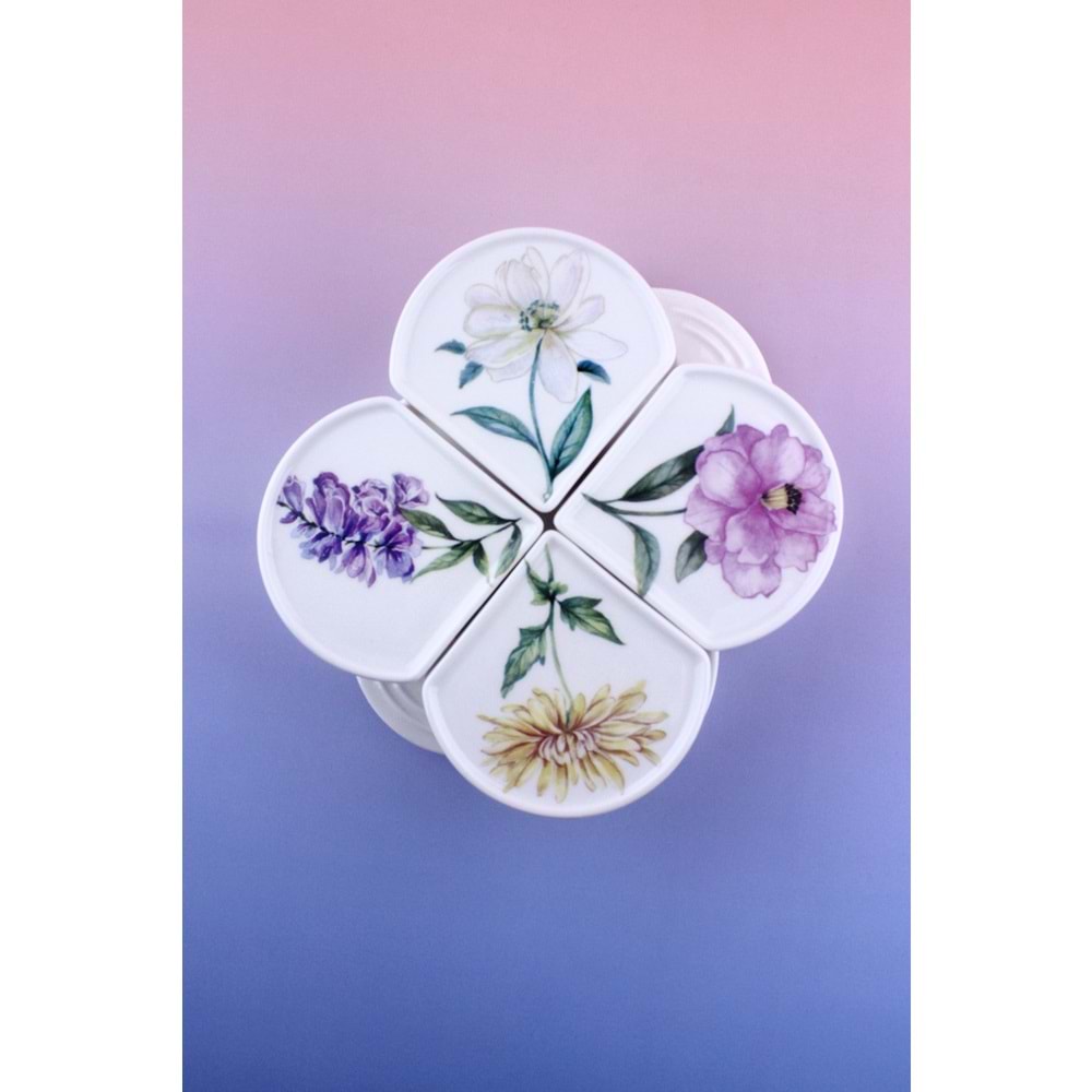 Spring flowers 4 lü porselen kapaklı kahvaltılık