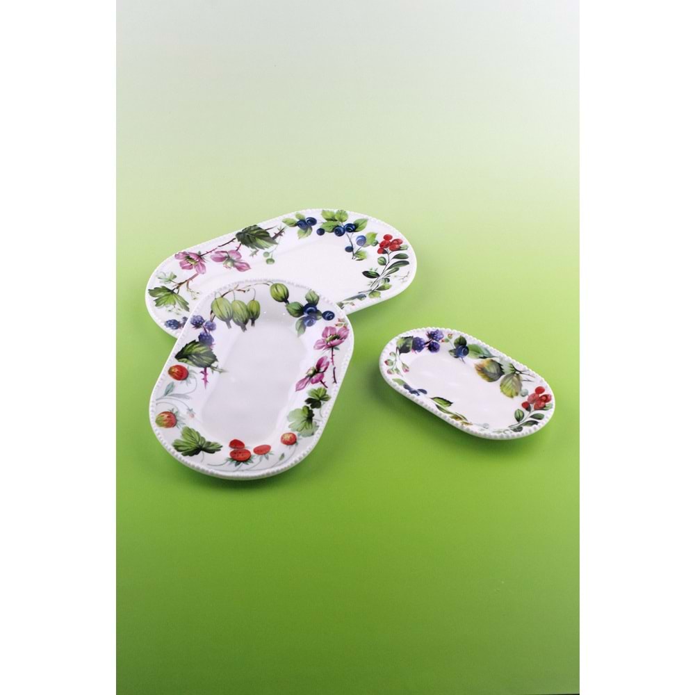 İnci serisi berry garden 3 boy porselen kayık tabak