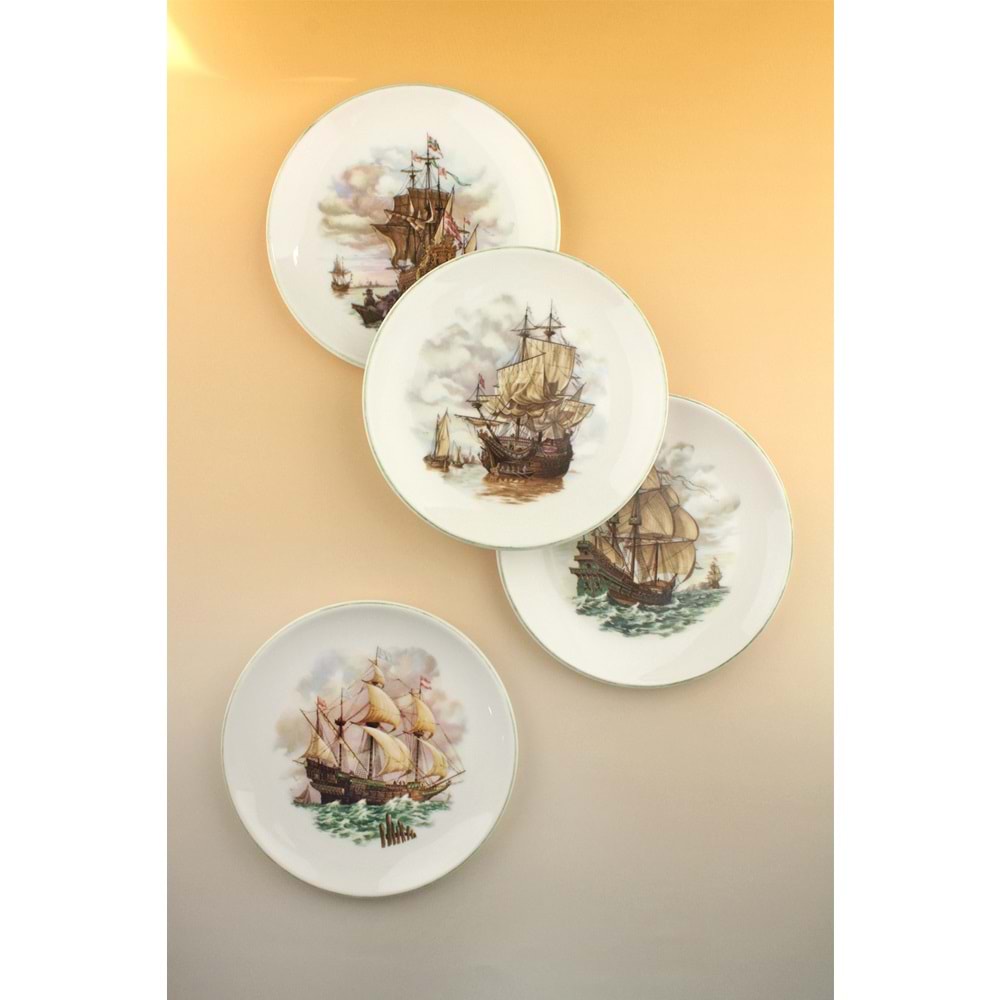 Retro gemi 4 parça pasta tabağı