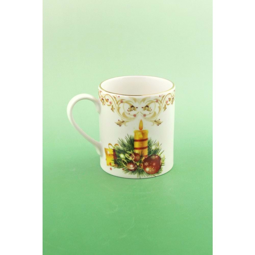 Christmas candle altın yaldızlı porselen kupa