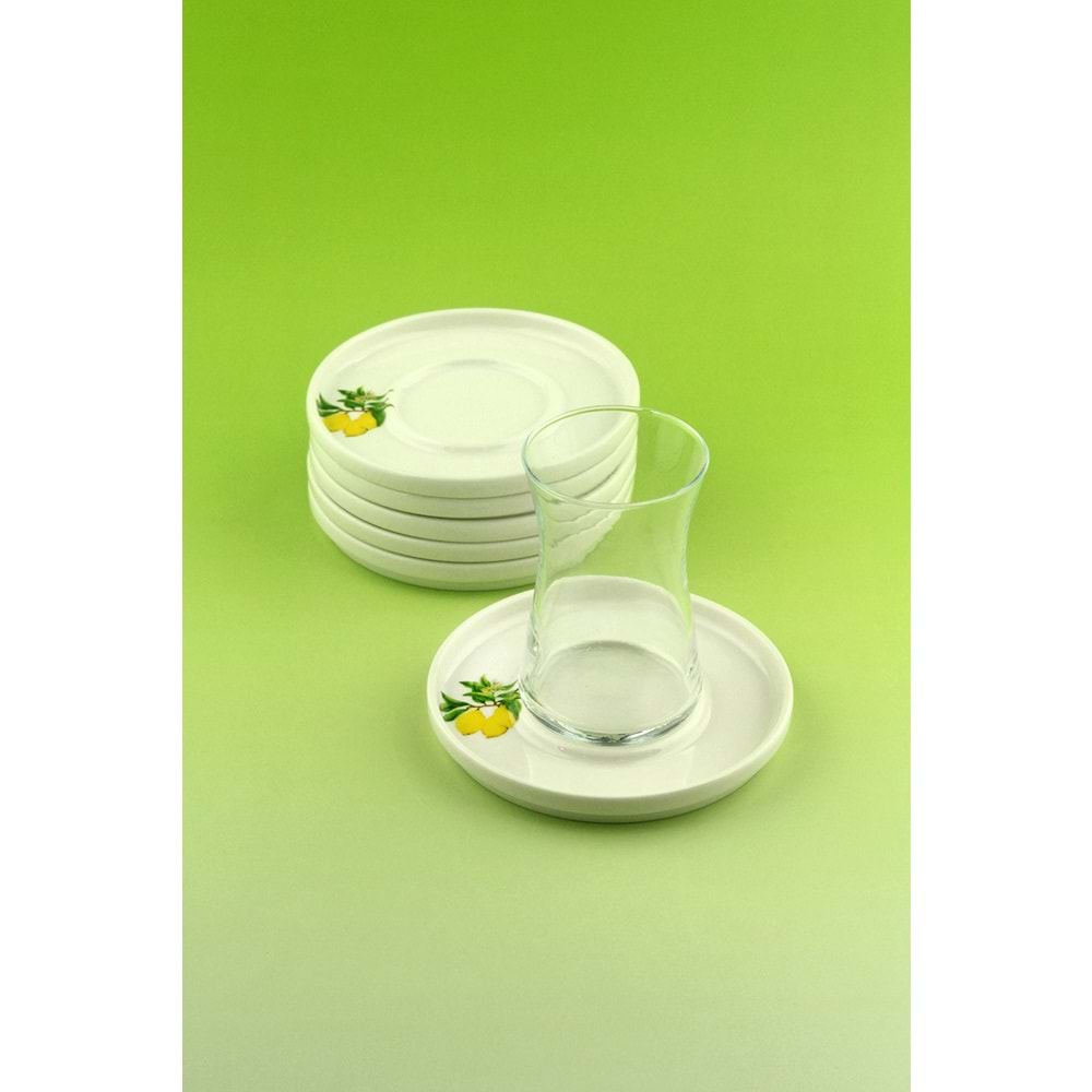 Limon 12 parça 6 kişilik porselen çay takımı