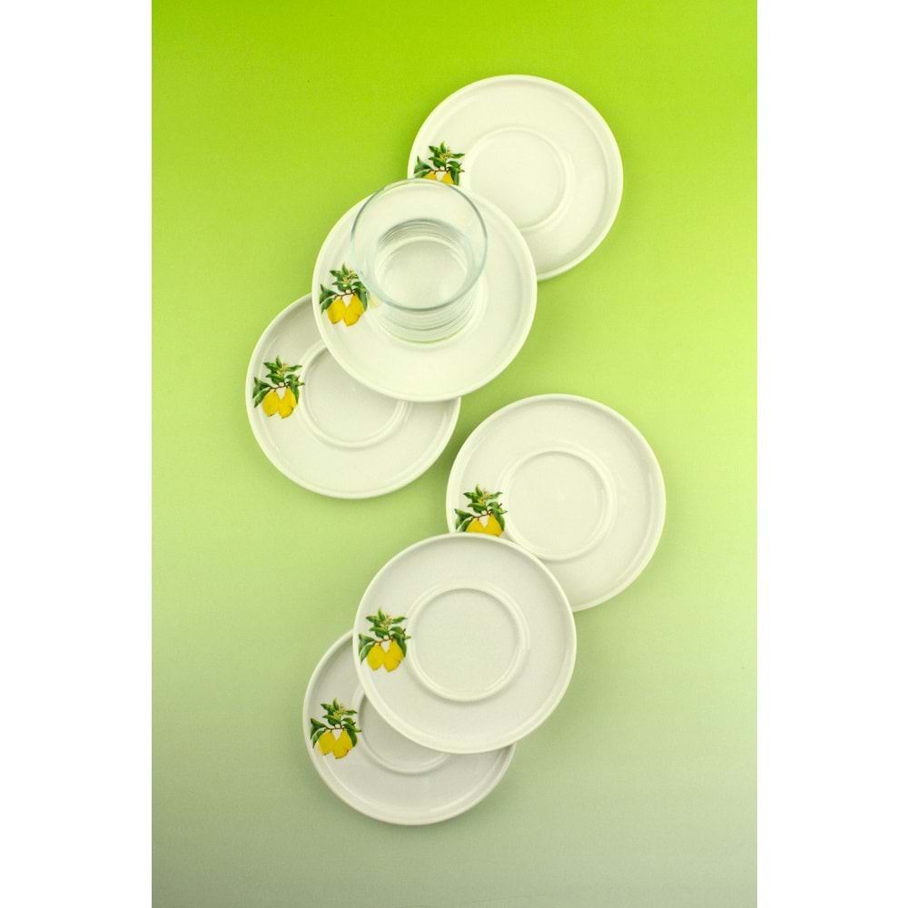 Limon 12 parça 6 kişilik porselen çay takımı