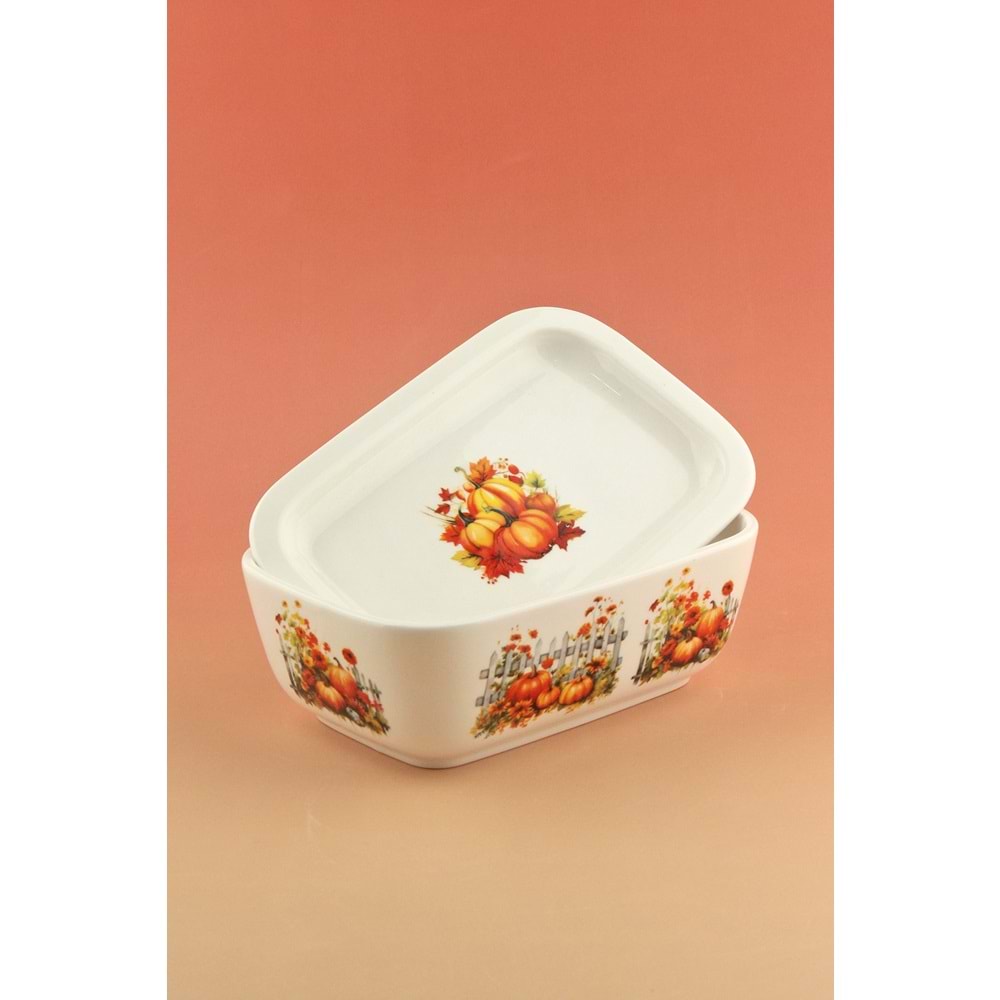 Pumpkins kapaklı porselen tereyağlık