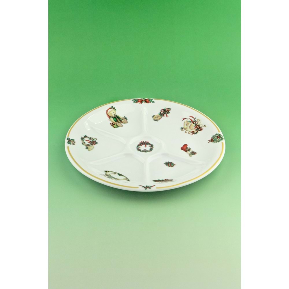 Toys büyük boy bölmeli porselen servis/kahvaltı tabağı