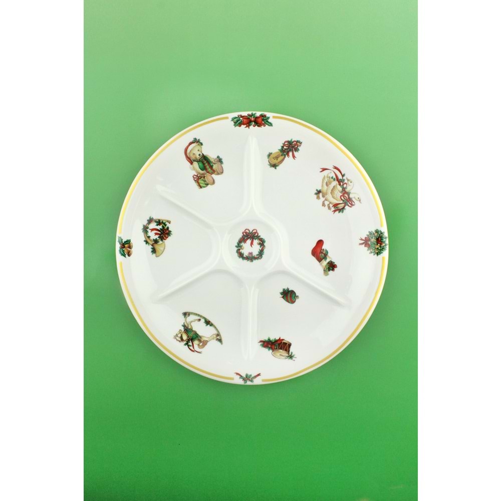 Toys büyük boy bölmeli porselen servis/kahvaltı tabağı
