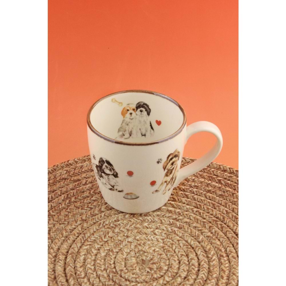 Retro dog akıtma porselen kupa