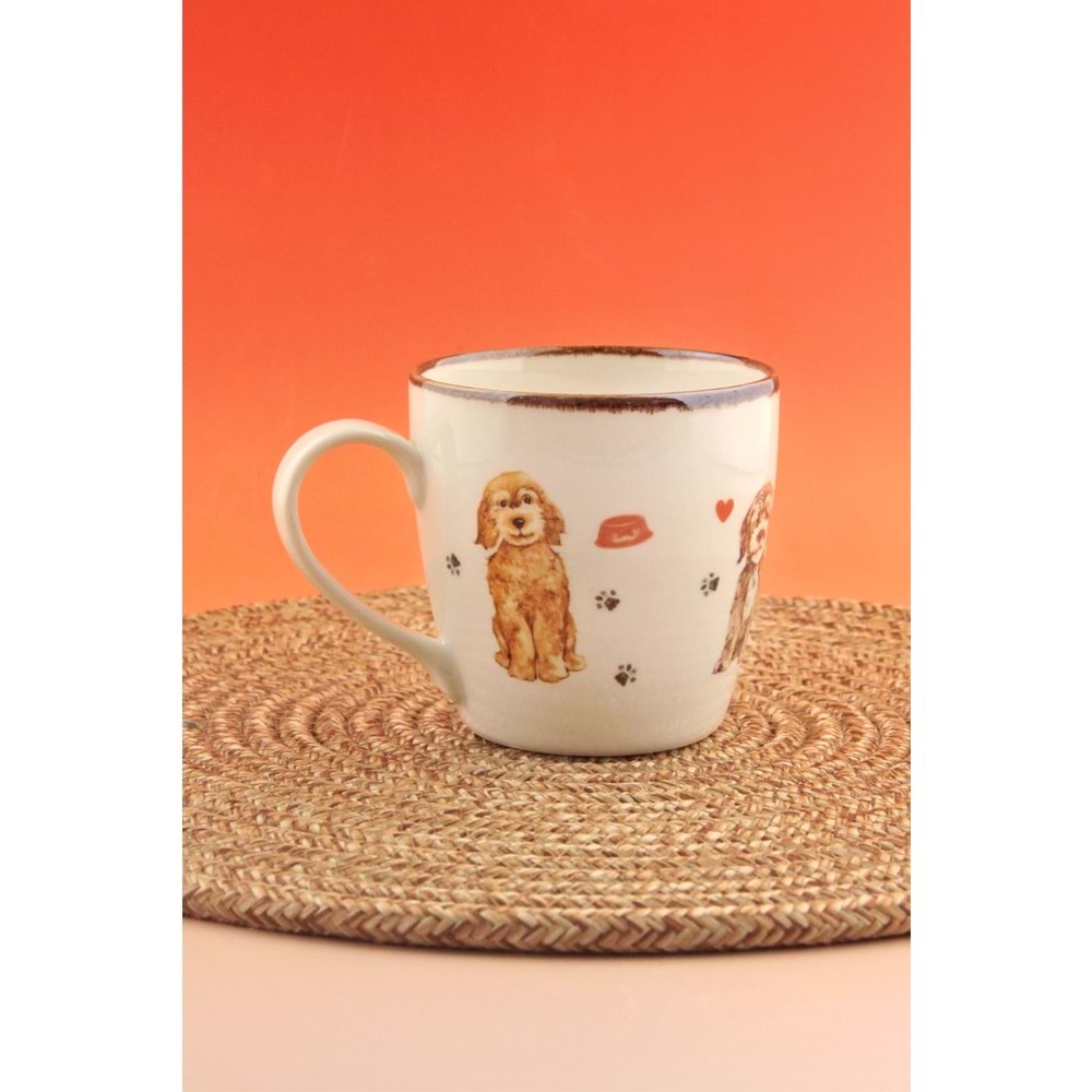 Retro dog akıtma porselen kupa