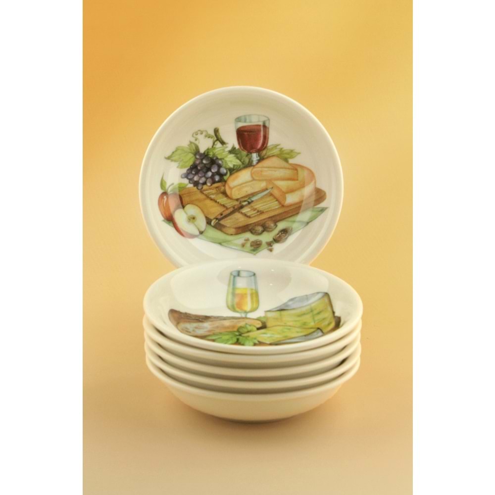 Cheese & wine 6 parça porselen çerezlik