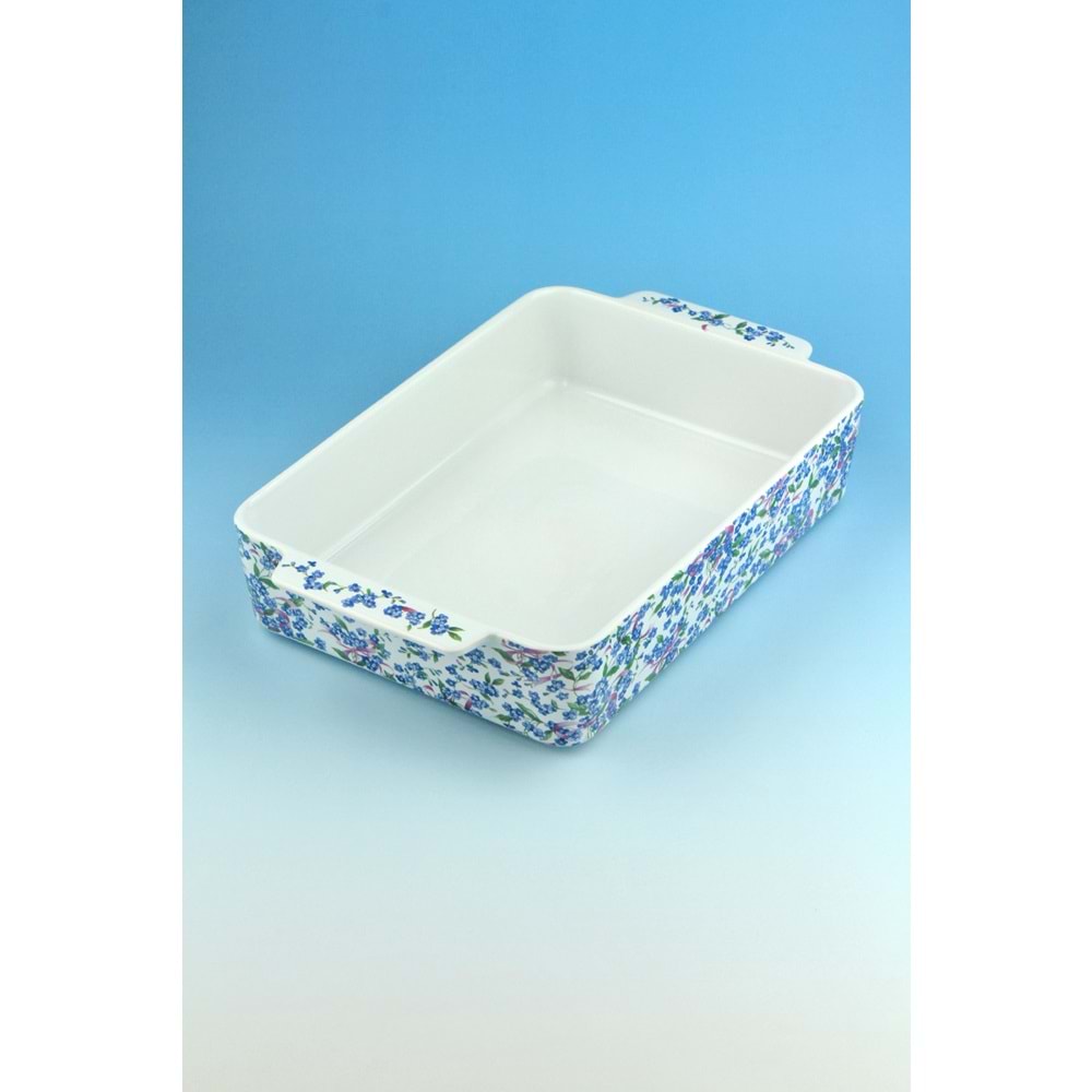 Mavi mine dikdörtgen porselen fırın kabı