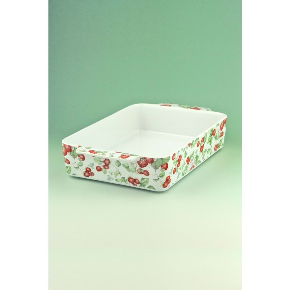 Çilek dikdörtgen porselen fırın kabı