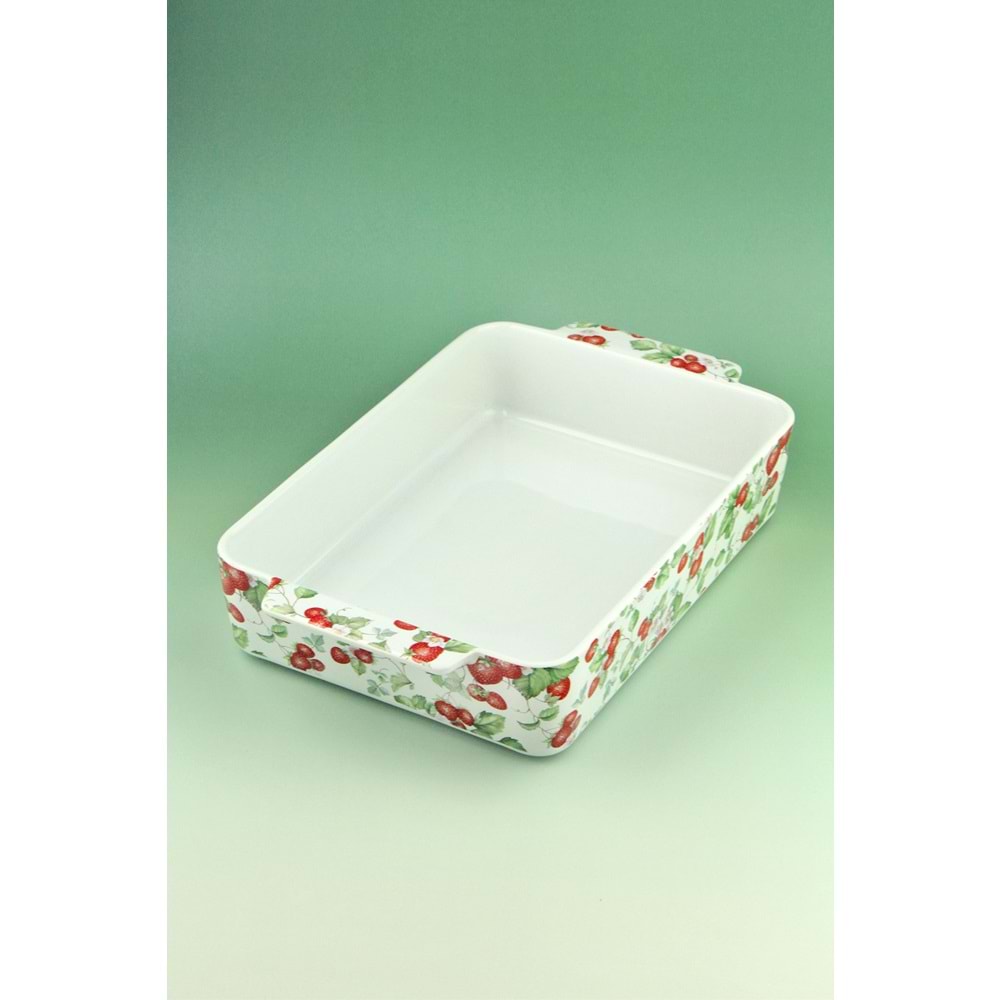 Çilek dikdörtgen porselen fırın kabı