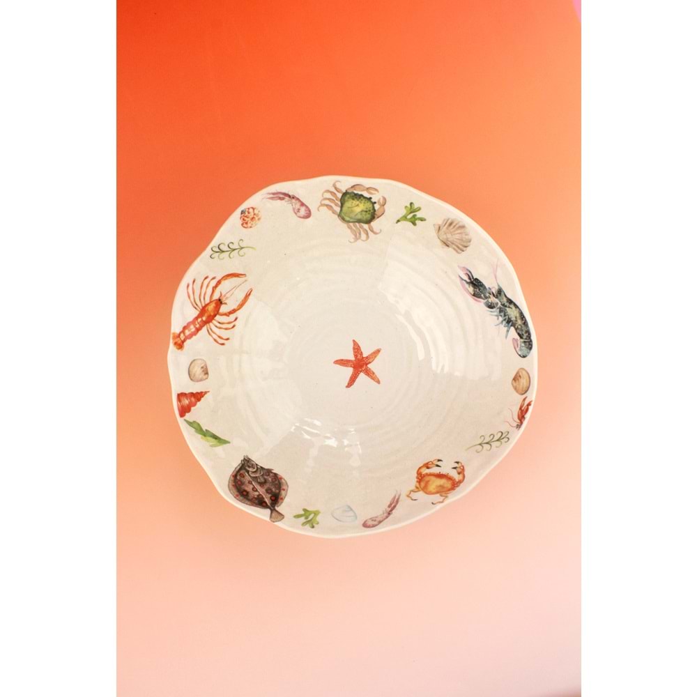 Balık büyük boy porselen salata kasesi