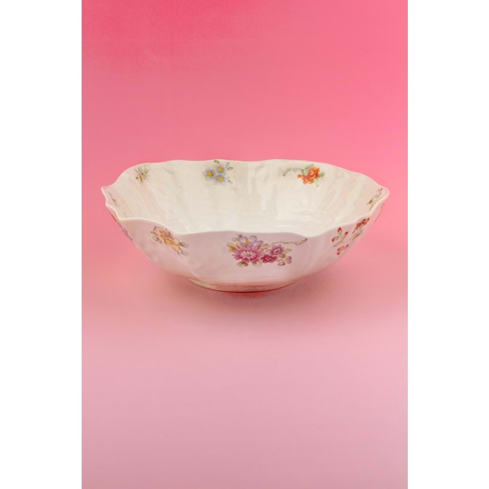 Dantel çiçek büyük boy porselen salata kasesi