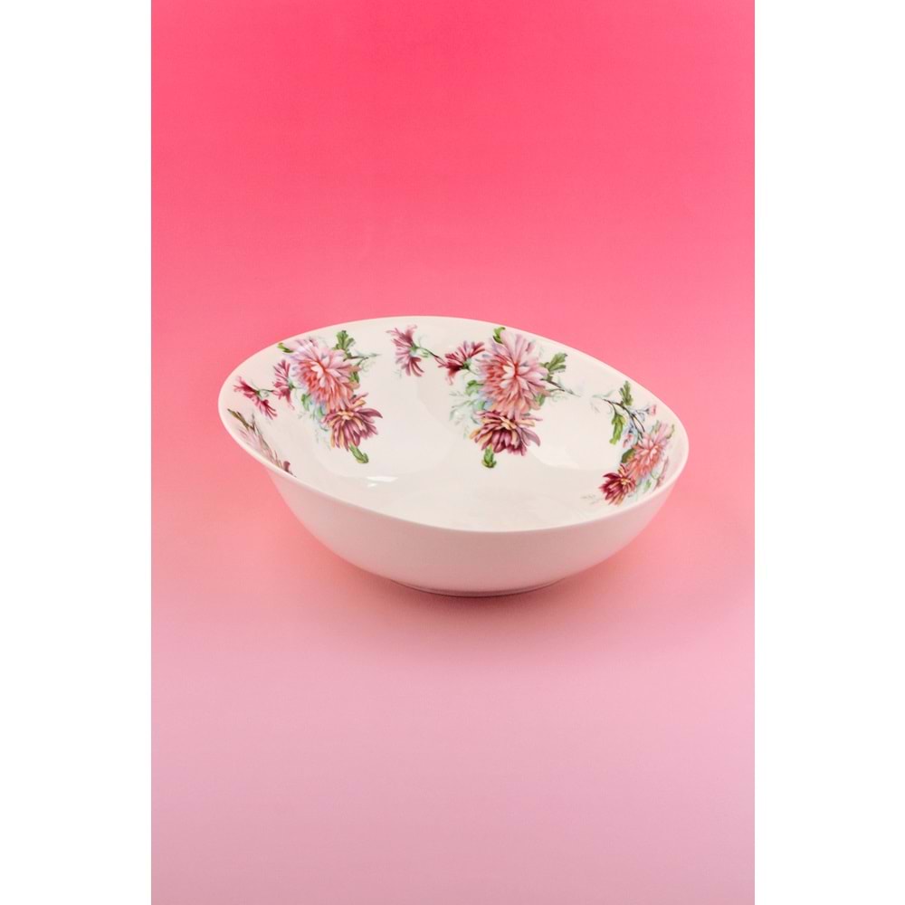 Krizantem büyük boy porselen salata kasesi