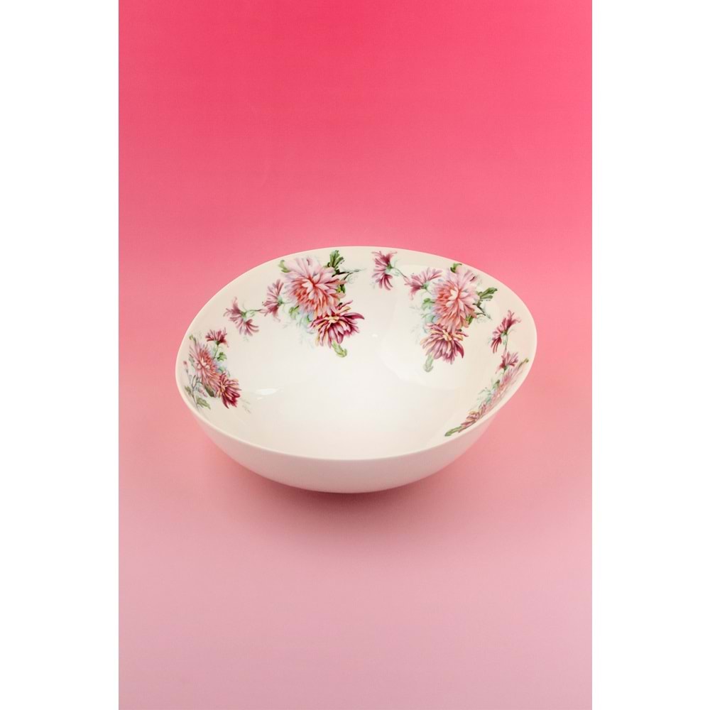 Krizantem büyük boy porselen salata kasesi