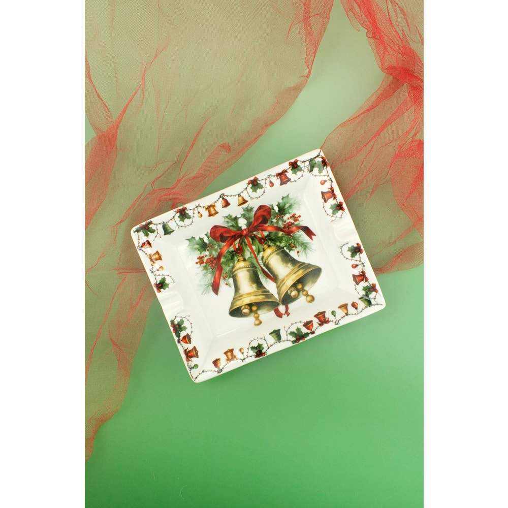X'mas bell porselen kül tablası