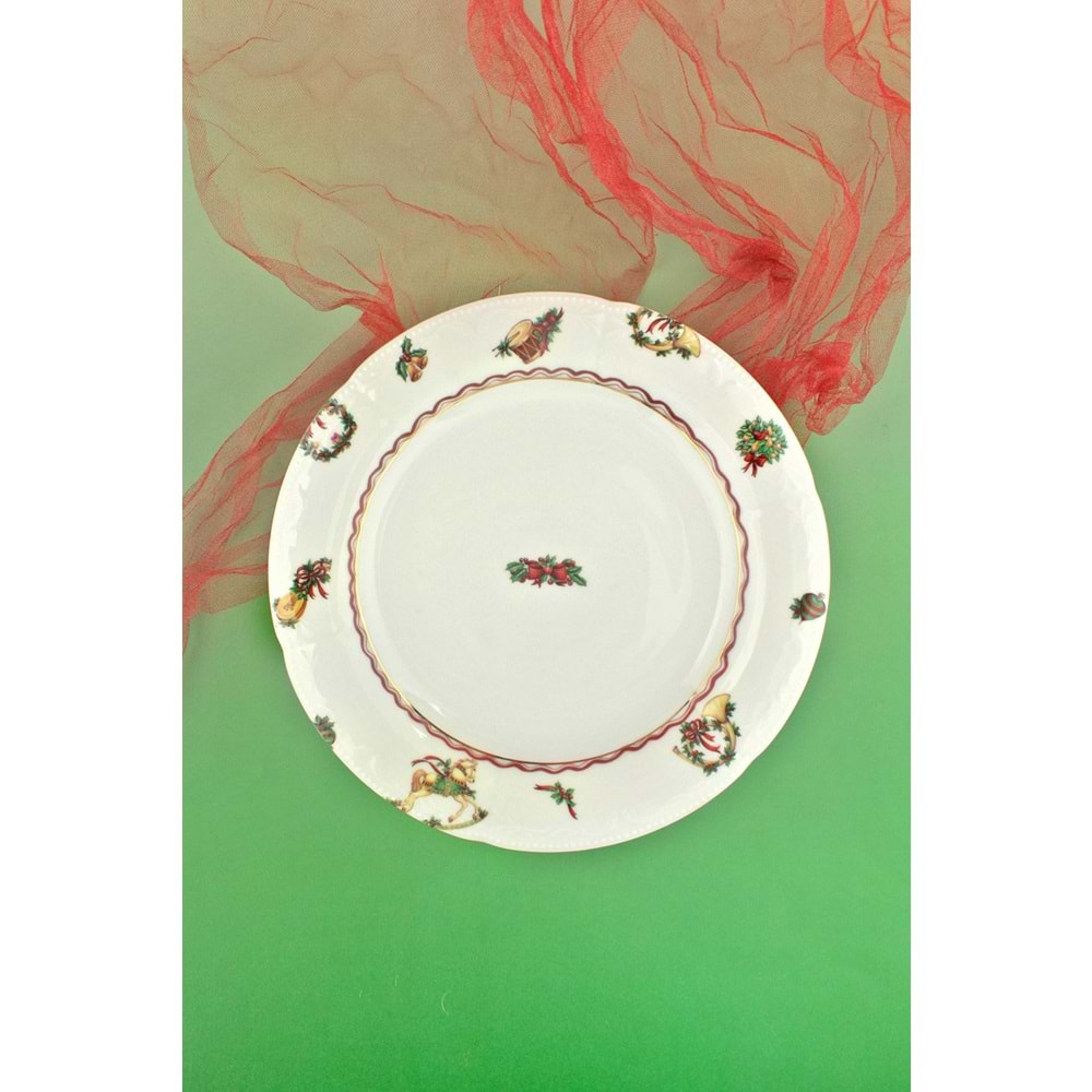 Christmas toys gold metal ayaklı tabak