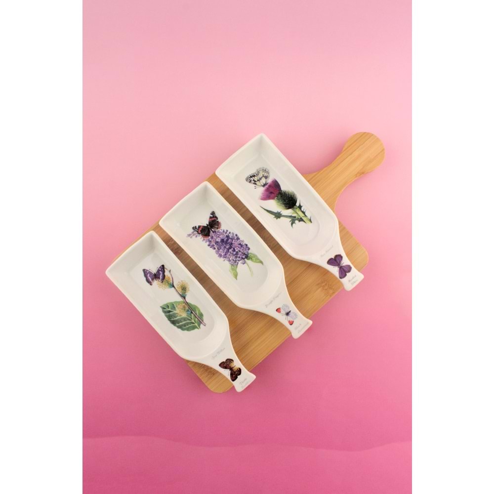 Botanik bambu standlı 4 parça çerezlik