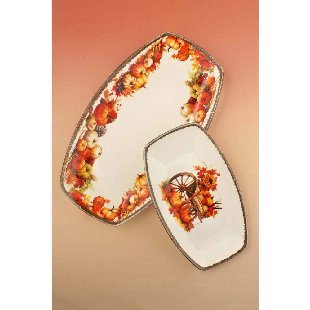 Retro fall'25 garden 2 boy porselen kayık tabak