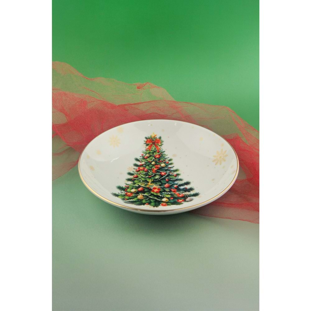 Christmas tree altın yaldızlı porselen salata kasesi