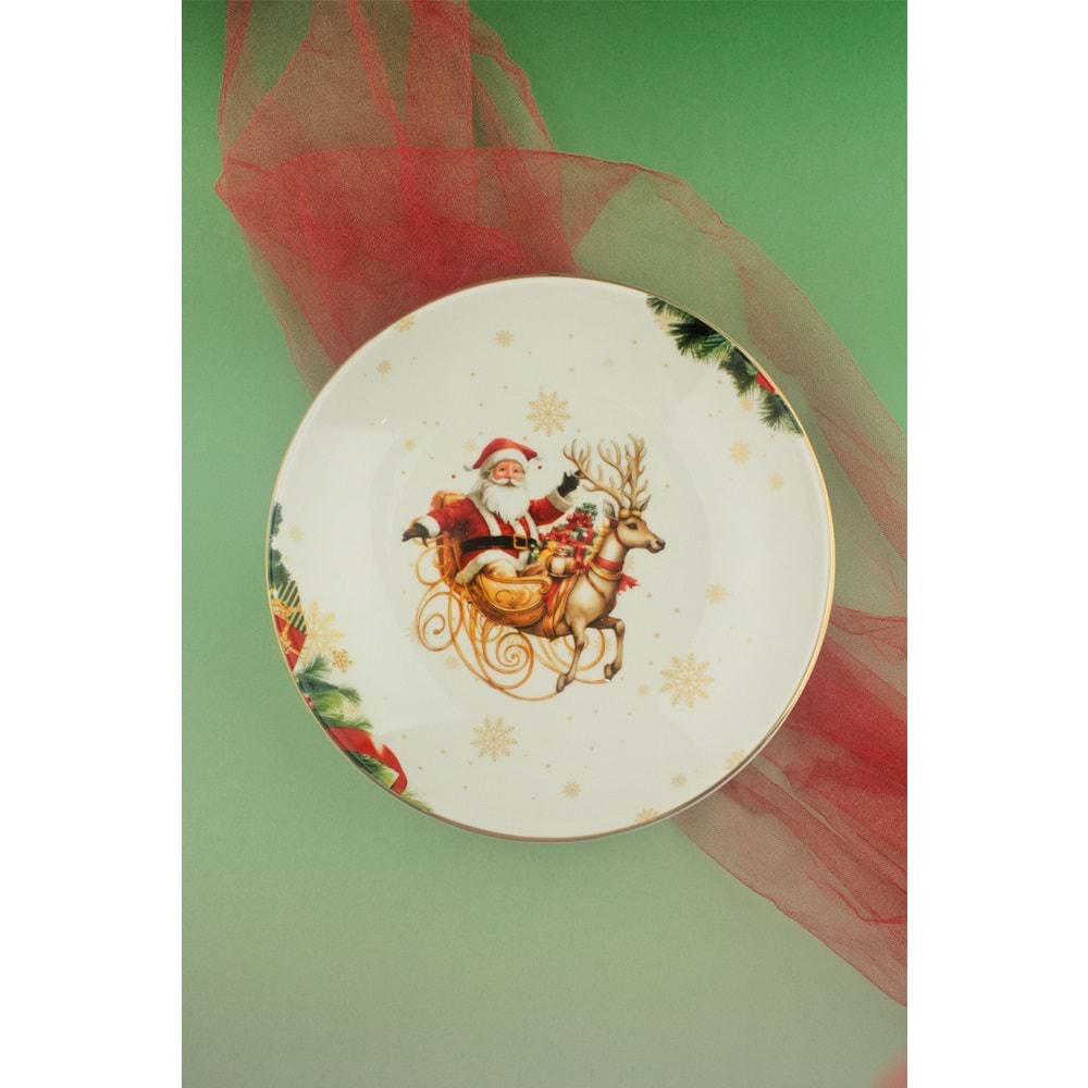 Christmas reindeer altın yaldızlı porselen salata kasesi