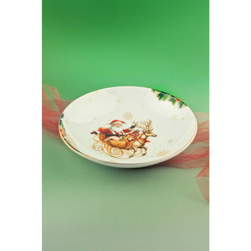 Christmas reindeer altın yaldızlı porselen salata kasesi