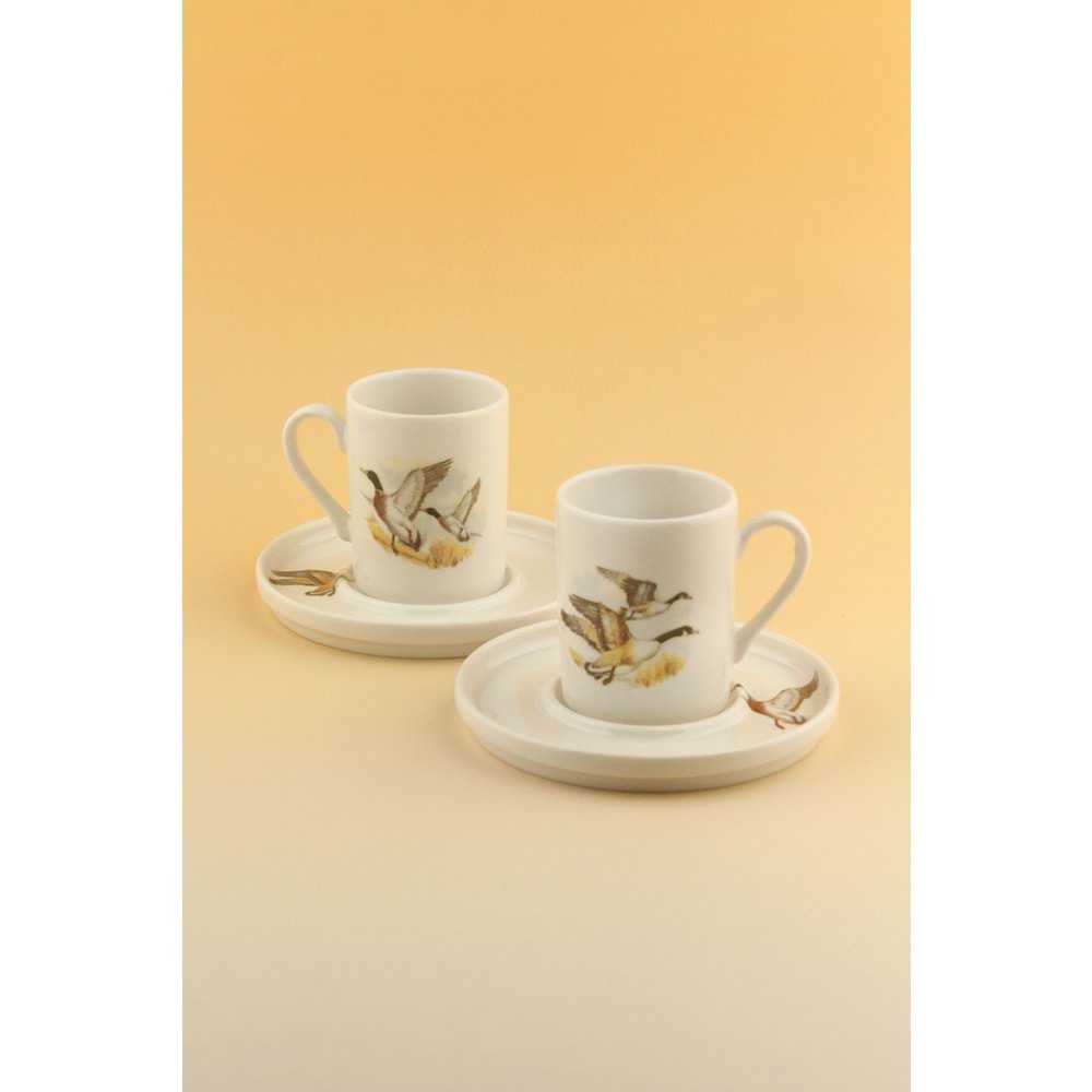 Su kuşları iki kişilik porselen kahve fincan takımı