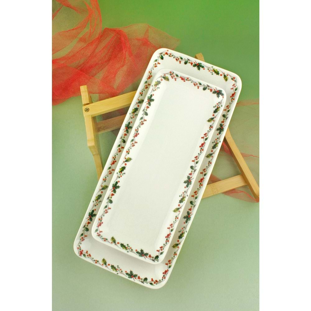 Christmas porselen iki katlı sunumluk