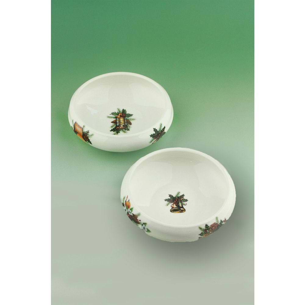 Happy holidays orta boy ikili porselen kase