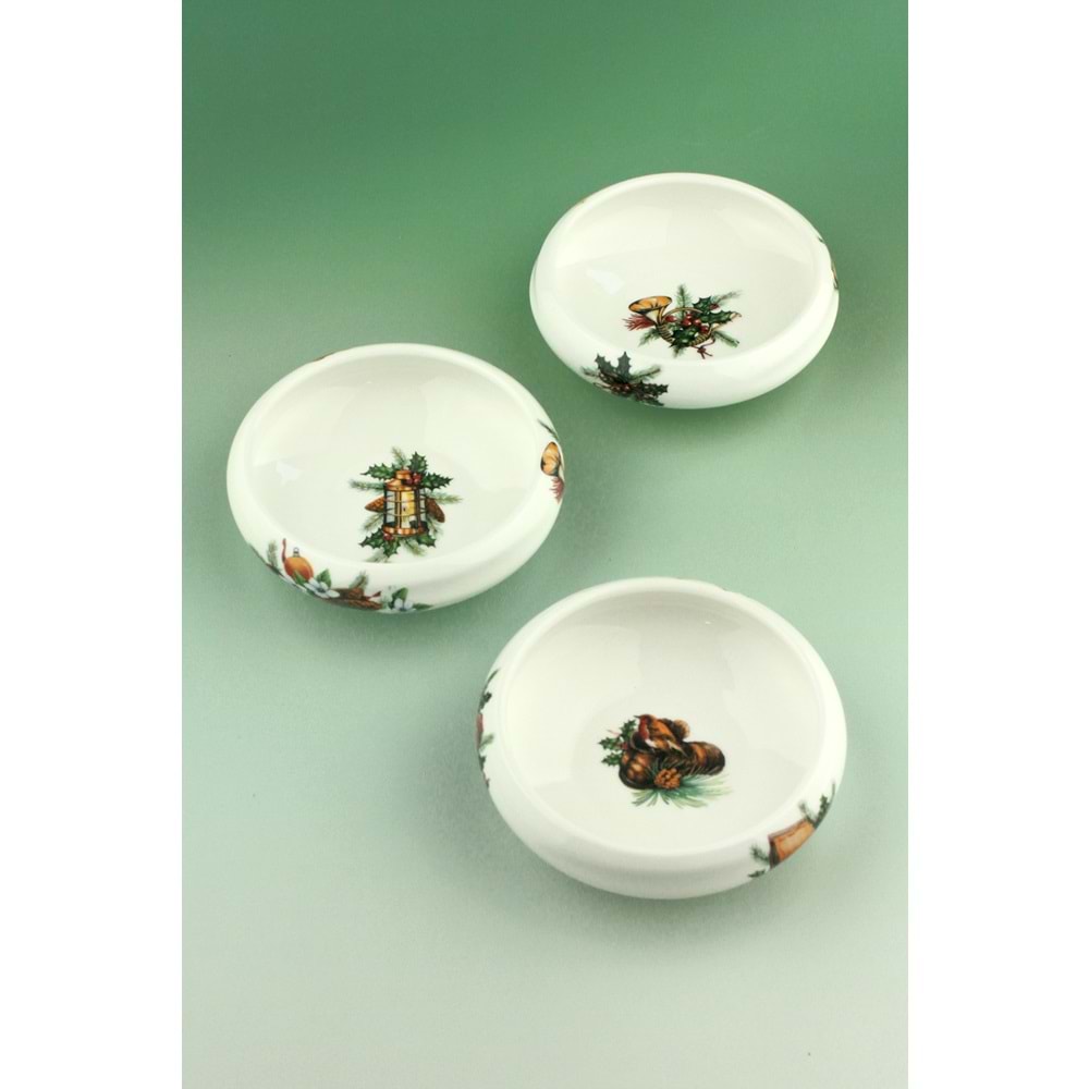 Happy holidays küçük boy 3 lü porselen kase