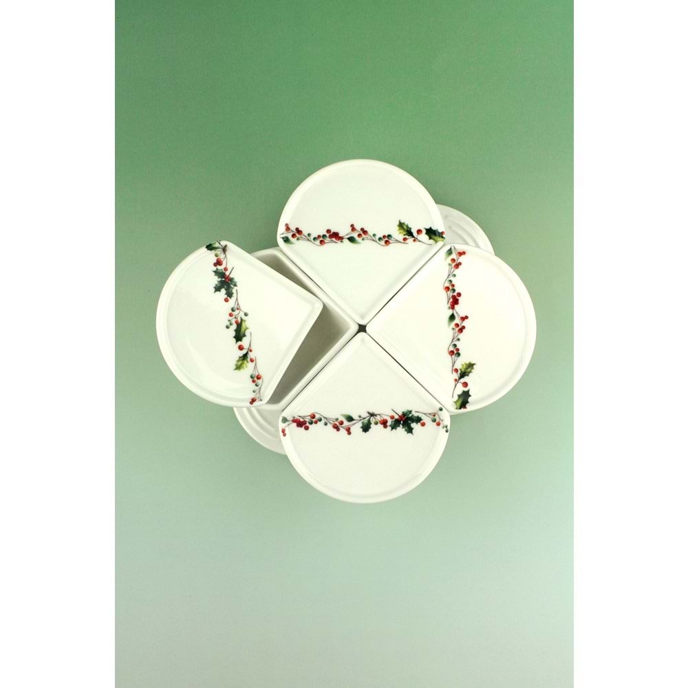 Christmas 4 lü porselen kapaklı kahvaltılık