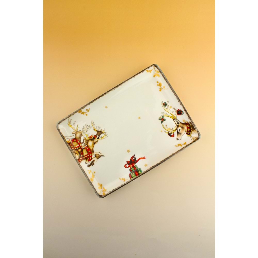 Retro golden christmas porselen tepsi
