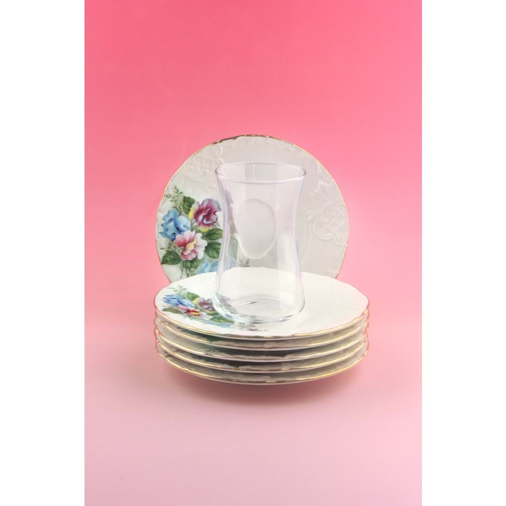 Bouquet12 parça 6 kişilik porselen çay takımı