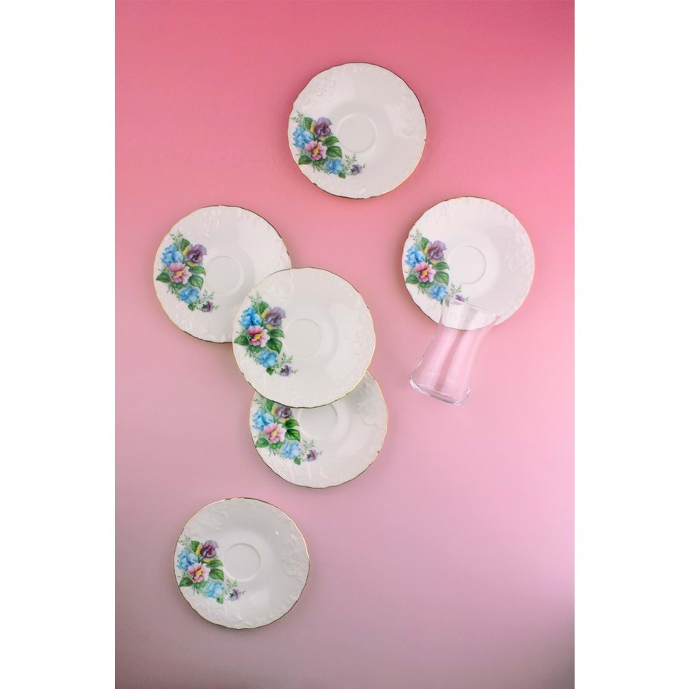 Bouquet12 parça 6 kişilik porselen çay takımı