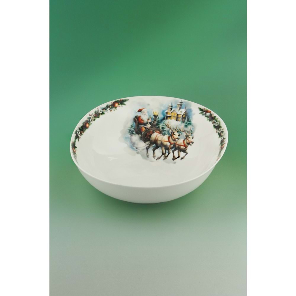 Merry X'mas büyük boy porselen salata kasesi