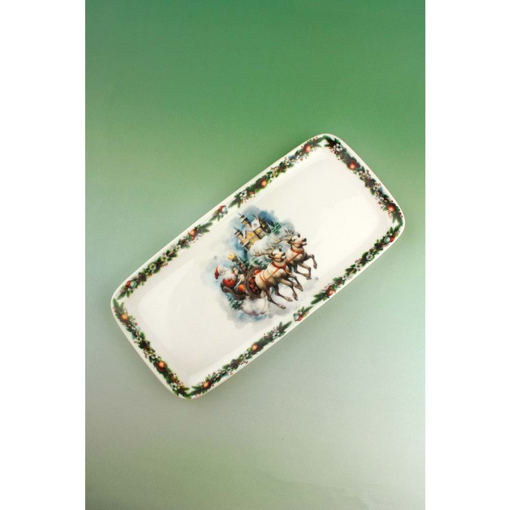Merry X'mas porselen sunum tabağı/tepsisi