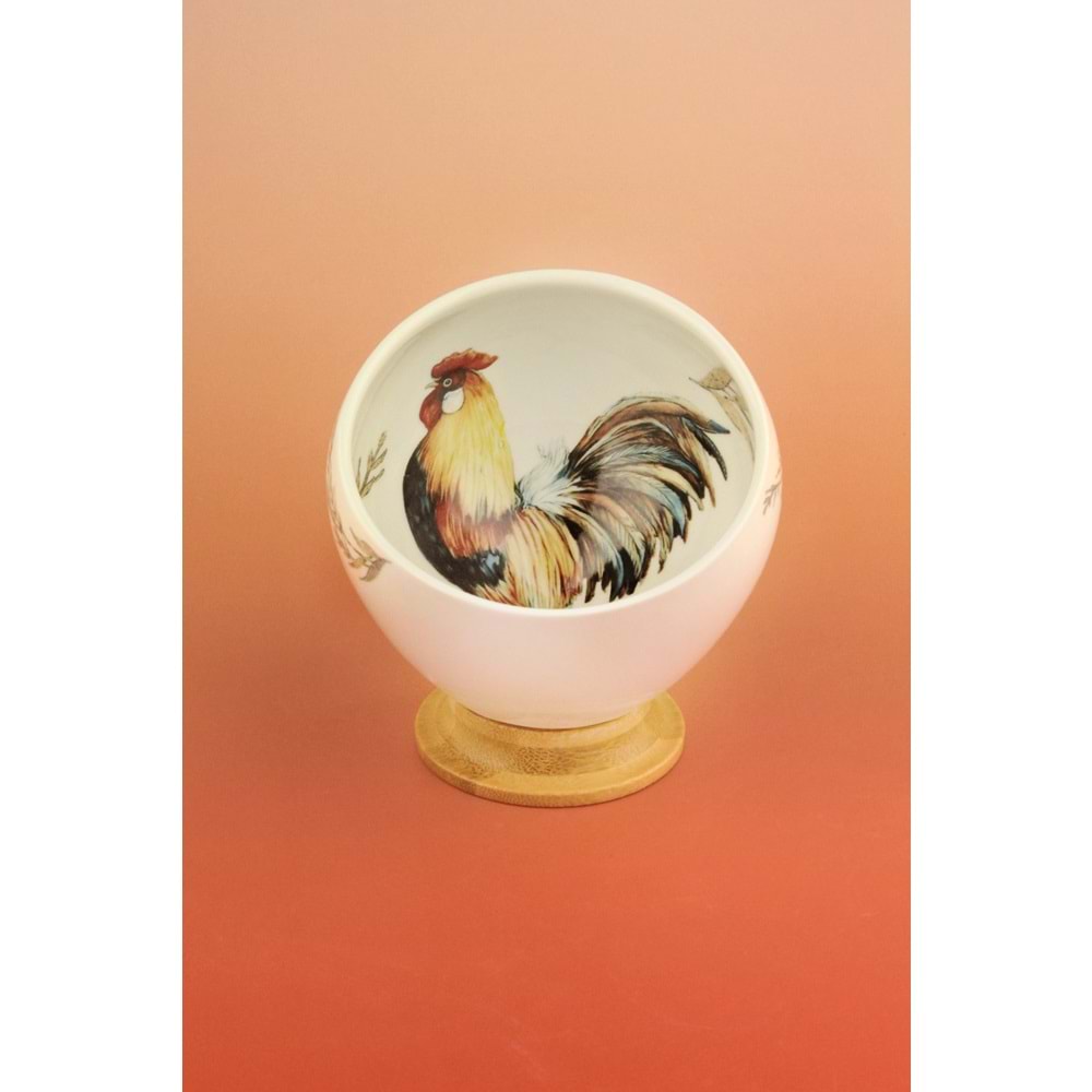 Retro horoz bambu ayaklı porselen kase